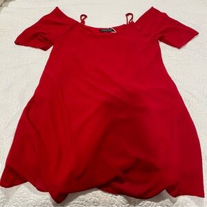 Cold Shoulder Red Mini Dress